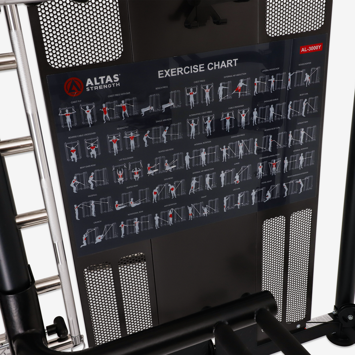 Altas Strength Multi-Function Smith Machine Black And Red 2000IB Workout Light Commercial Fitness Equipment AL-3000Y