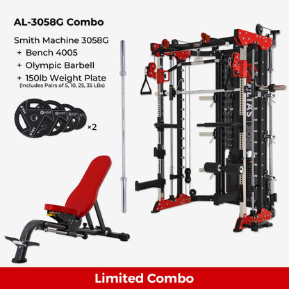 Combo—Smith Machine AL-3058G+Bench+Accessories