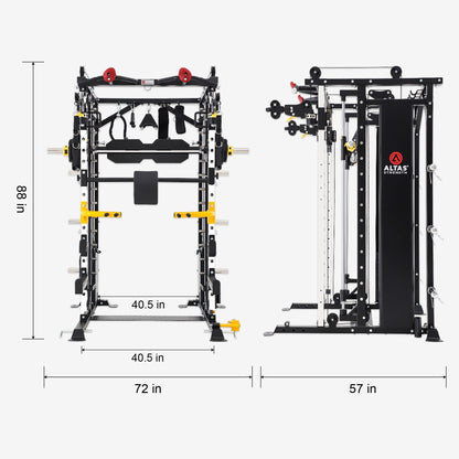 Altas Strength Smith Machine Smith Machine Pin-loaded Weights Stack Strength Trainer Home Gym with Pulley System AL-3087B
