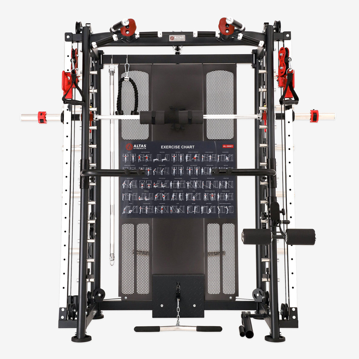 Altas Strength Multi-Function Smith Machine Black And Red 2000IB Workout Light Commercial Fitness Equipment AL-3000Y