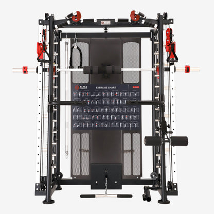 Altas Strength Multi-Function Smith Machine Black And Red 2000IB Workout Light Commercial Fitness Equipment AL-3000Y