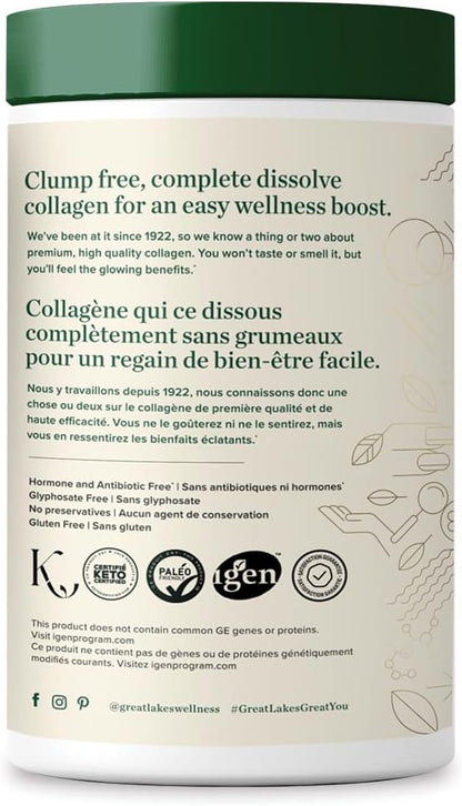 Great Lakes Wellness Bovine Collagen Peptides Unflavoured 284g